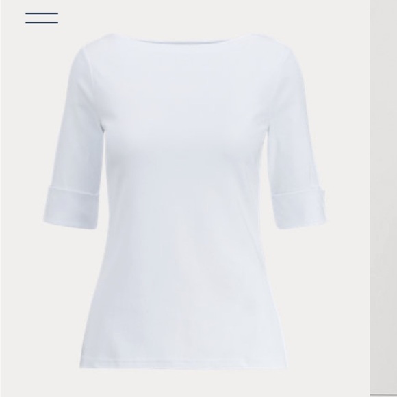 Ralph Lauren Cotton Boatneck White Top, XL - Picture 2 of 7
